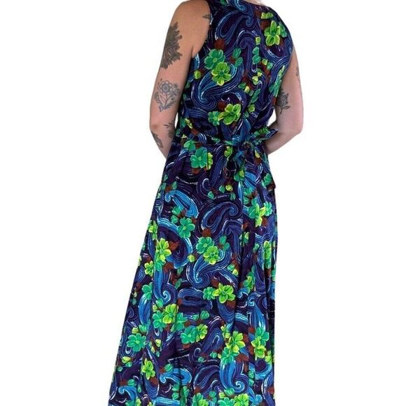 Vintage 1960s Womens Handmade Hawaiian Tropical Retro Psychedelic Maxi Dress - Picture 5 of 8